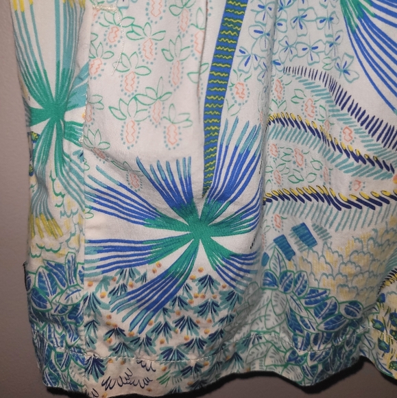 🌴 Tea Collection Off Shoulder Tropical Floral Blue Green Print Dress Girls 5 - Picture 4 of 7